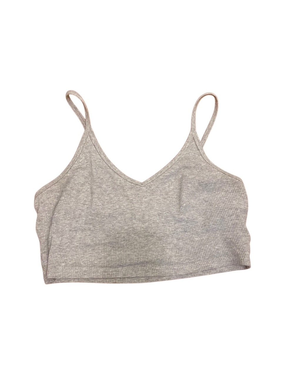 TNA Ribbed Light Gray Cropped Tank Top